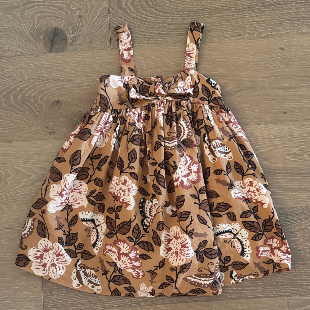 Janie and Jack Tan Floral Kids Dress
